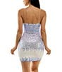 Color:White/Lilac - Image 2 - Scoop Neck Bungee Strap Pull-On Heartbeat Sequin Dress