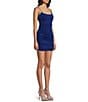 B. Darlin Scoop Neck Bungee Strap Shirred Open Back Bodycon Dress, Color:Navy/Sapphire - Image 3