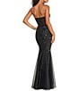 B. Darlin Sequin Beaded Patterned Strapless V-Neck Godet Long Dress - Image 2