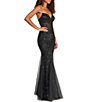 B. Darlin Sequin Beaded Patterned Strapless V-Neck Godet Long Dress - Image 3