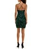 Color:Hunter - Image 2 - Sequin Cowl Neck Cross Back Bungee Strap Bodycon Dress