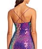 Color:Lavender/Iridescent - Image 4 - Sequin Cowl Neck Dress