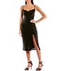 Color:Black - Image 1 - Sequin Cowl Neck Front Slit Midi Dress