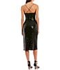 Color:Black - Image 2 - Sequin Cowl Neck Front Slit Midi Dress