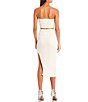 Color:Ivory - Image 2 - One Shoulder Ribbed Sequin-Embellished Asymmetrical Midi Two-Piece Dress