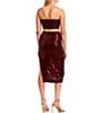 Color:Copper - Image 2 - One Shoulder Ribbed Sequin-Embellished Asymmetrical Midi Two-Piece Dress