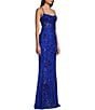 B. Darlin Sequin Floral Patterned Scoop Neck Criss Cross Back Dress, Color:Royal - Image 3