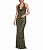 B. Darlin Sequin Halter Cowl Neck Fitted Dress - Image 1