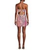 Color:Nude/Multi - Image 2 - Sequin Halter Neck Lace-Up Open Back Bodycon Dress