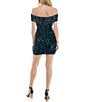 Color:Teal - Image 2 - Sequin Off-The-Shoulder Bodycon Dress