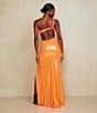 Color:Neon Orange/Iridescent - Image 6 - Sequin One-Shoulder Back Strap Long Dress