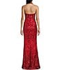 B. Darlin Sequin Pattern Halter V-Neck Contrast Inset Dress - Image 6