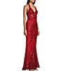 B. Darlin Sequin Pattern Halter V-Neck Contrast Inset Dress - Image 3