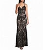 B. Darlin Sequin Pattern V-Neck Double Spaghetti Strap Lace Up Back Dress - Image 1