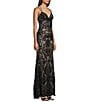 B. Darlin Sequin Pattern V-Neck Double Spaghetti Strap Lace Up Back Dress - Image 3