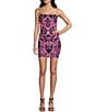 B. Darlin Sequin Patterned Bungee Strap Fitted Dress, Color:Black/Fuchsia - Image 1