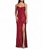 B. Darlin Sequin Patterned Scoop Neck Lace Up Back Dress - Image 1