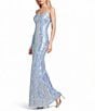 B. Darlin Sequin Patterned Square Neck Lace Up Back Mermaid Long Dress - Image 4