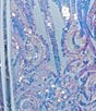 B. Darlin Sequin Patterned Square Neck Lace Up Back Mermaid Long Dress - Image 5