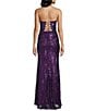 B. Darlin Sequin Patterned Strapless Corseted Lace Up Back Side Slit Dress - Image 2