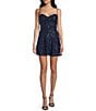 B. Darlin Sequin Patterned Tie-Back A-Line Mini Dress, Color:Navy - Image 1