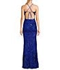 B. Darlin Sequin Patterned V-Neck Spaghetti Strap Tie Back Dress, Color:Royal/Hologram/Royal - Image 2