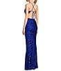 B. Darlin Sequin Patterned V-Neck Spaghetti Strap Tie Back Dress, Color:Royal/Hologram/Royal - Image 3