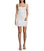 B. Darlin Sequin Pearl Sleeveless Square Neck Fitted Dress, Color:Off White - Image 1