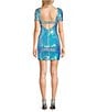 Color:Aqua/Iridescent - Image 2 - Sequin Short Sleeve Open Back Bodycon Dress