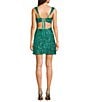 B. Darlin Sequin Square Neck Fitted Lace Up Back Dress, Color:Jade - Image 2