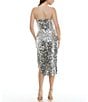 Color:Silver - Image 2 - Sequin Strapless Side Slit Midi Dress