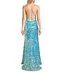 Color:Aqua/Irish - Image 2 - Sequin Strapless Sweetheart Lace-Up Back Long Dress