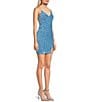 Color:Blue/Multi - Image 3 - Sequin Velvet With Spiter Back Detail Mini Dress