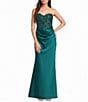 B. Darlin Sequined Satin Strapless Corseted Drape Front Godet Dress - Image 1