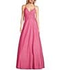 Color:Light Pink - Image 1 - Sherri Shine V-Neck Spaghetti Strap Long Dress