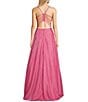 Color:Light Pink - Image 2 - Sherri Shine V-Neck Spaghetti Strap Long Dress