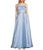 B. Darlin Shimmer Mikado Square Neck Sleeveless Bow Back Dress, Color:Sky Blue - Image 1
