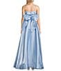 B. Darlin Shimmer Mikado Square Neck Sleeveless Bow Back Dress, Color:Sky Blue - Image 2
