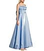 B. Darlin Shimmer Mikado Square Neck Sleeveless Bow Back Dress, Color:Sky Blue - Image 3