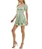 Color:Sage - Image 3 - Short Sleeve Sweetheart Ruffle Dress