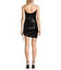 Color:Black - Image 2 - Sleeveless Bungee Strap Sequin-Embellished-Mesh Cinched Side-Tie Bodycon Dress