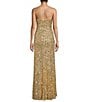Color:Gold - Image 2 - Cowlneck Sequin-Embellished High Slit Hem Gown