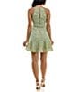 Color:Sage/Off-White - Image 2 - Sleeveless Halter Neckline Ditsy Floral Print Ruffle Skirt Dress