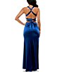 Color:Marine Blue - Image 2 - Sleeveless Satin X-Back Long Dress