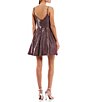 B. Darlin Sleeveless V-Neck Shiny Metallic Fit And Flare Glitter Party ...