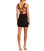 Color:Black - Image 3 - Sleeveless Square Neck Lace-Up-Back Sheath Dress