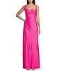 B. Darlin Sleeveless Wide Strap Bustier Lace Up Back Dress, Color:Neon Pink - Image 1