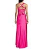 B. Darlin Sleeveless Wide Strap Bustier Lace Up Back Dress, Color:Neon Pink - Image 2