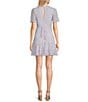 Color:Lilac - Image 2 - Solid Power Mesh Short Flutter Sleeve Deep V-Neck Tie Tiered Skirt Back Dress