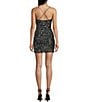 B. Darlin Cowl Neck Spaghetti Strap X-Back Chunky Sequin Bodycon Dress, Color:Black - Image 2